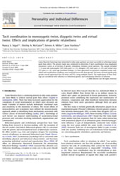 Tacit coordination in monozygotic twins, dizygotic twins and virtual twins: Effects and implications of genetic relatedness